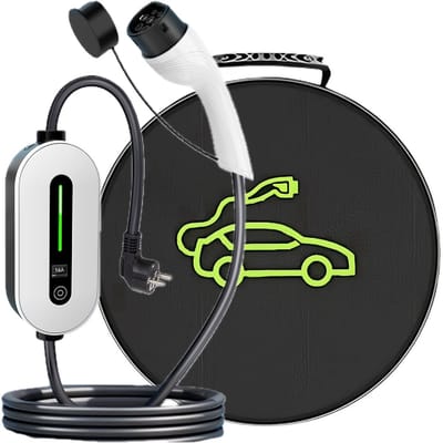 Mobiele Thuislader Type 2 vanaf stopcontact – 3,5 meter – 3,7 kW 16A – IP66 – Instelbare laadstroom – Schuko – Inclusief tas - Wit