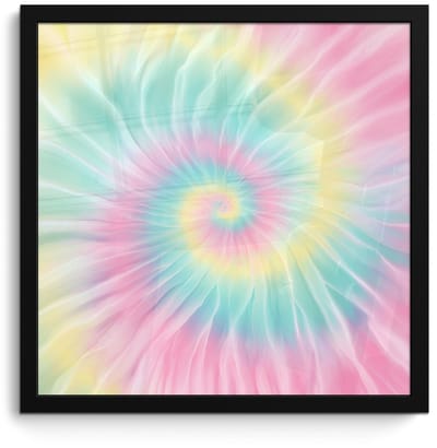 Poster in lijst - Fotolijst 40x40 cm - Posters - Pasteltinten - Tie dye - Roze - Posterlijst zwart - Decoratie - Wanddecoratie woonkamer - Muurdecoratie slaapkamer