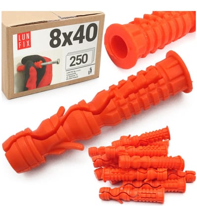 LUN FIX - Universaldübel 8x40 mm - 250 stuks - Ø 8 mm - nylon Spreizdübel - Voor beton, gipsplaten, holle wanden en droogbouw