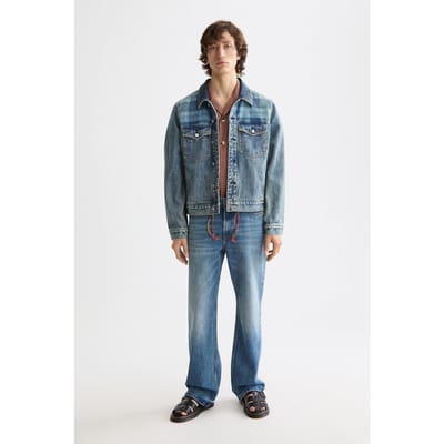 Scotch & Soda Denim Trucker Jacket With Contrast Check Panelling Great Out Taglia: S | Giacche di jeans Outlet | Uomo | Bianco