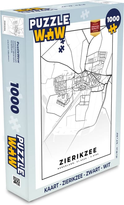 Puzzel Kaart - Zierikzee - Zwart - Wit - Legpuzzel - Puzzel 1000 stukjes volwassenen
