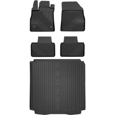 Frogum No.77 Automatenset + Dry Zone Kofferbakmat - Geschikt voor Renault Talisman Estate / Kombi (2015-2022) - Complete Set - TPE Rubber - Hoge Rand - Geurloos - Zwart