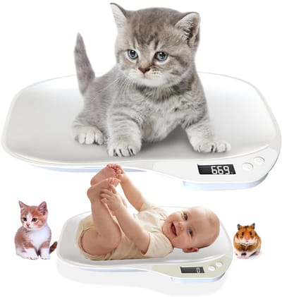 KZQ Kleine Elektronische huisdierenweegschaal Max 15 kg voor Honden Katten Puppy's Mini Keukenweegschaal met Kom voor Pasgeboren Kittens Hamsters Konijnen LCD Display Nauwkeurig