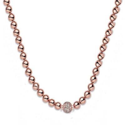 Nieuwe 925 Sterling Zilveren Ketting Rozen & Zilveren Kralen & Pave Kristal Schuifketting Voor Vrouwen Huwelijkscadeau Diy Europa Sieraden 60cm helder roze