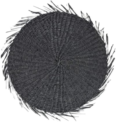 zeegras placemat rond zwart franjes 38cm