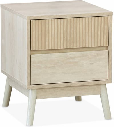 sweeek - Nachtkastje, walnoothout decor, linear, l 40 x b 39 x h 48cm