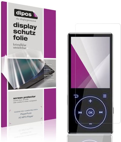 dipos – 4x Beschermfolie geschikt voor PlayerPure A3 MP3-Player | Krasbestendige & heldere Screenprotector Ultra-Thin
