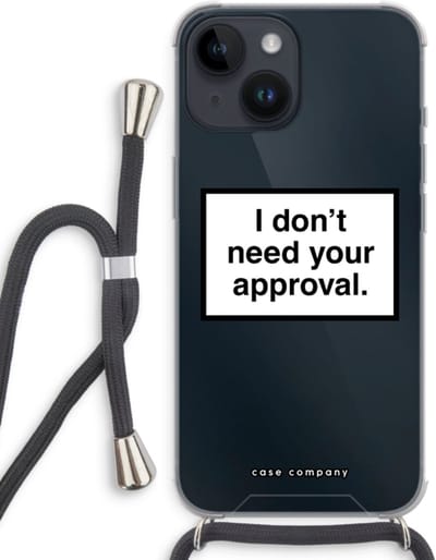 Case Company® - Hoesje met koord geschikt voor iPhone 14 hoesje met Koord - Don't need approval - Telefoonhoesje met Zwart Koord - Bescherming aan alle Kanten en Over de Schermrand