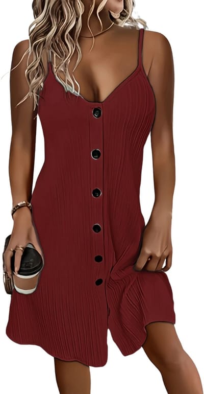 Livano Zomerjurk Dames - Zomerjurken - Volwassen - Jurk - Ibiza Stijl - Sundress - Rood - Maat S