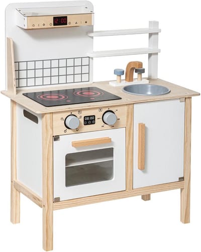 Atmosphera Kids houten keuken - Volledig uitgerust houten keukenimitatiespel - Houten speelgoed