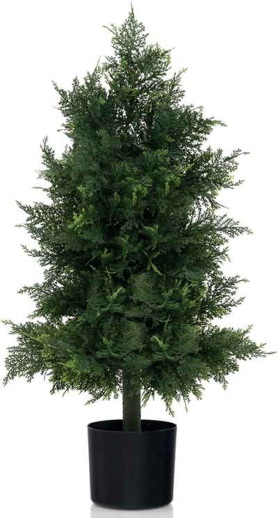 COSTWAY Kunstplant ceder 80 cm, kunstmatige plant, dennenboom, vormsnijboom, kunstboom met pot, groene planten met realistische bladeren, decoratieve plant, kamerplant voor thuis, kantoor, groen (1)
