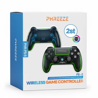 2x Controller geschikt voor Playstation 5, PS5 - Draadloze Controller - Draadloos - Macro knoppen - Transparant - RGB Verlichting - Phreeze Origineel