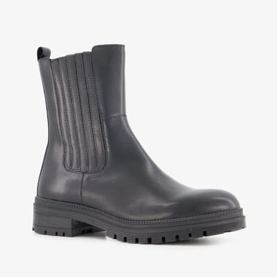 Haper leren dames Chelsea boots zwart - Maat 36