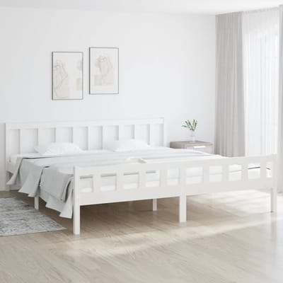 vidaXL - Bedframe - massief - hout - wit - 160x200 - cm