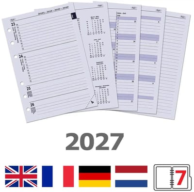 Kalpa 6206-27 210 x 144 mm A5 Dagboekbijlagen 1 Week per 2 Paginas EN DE FR NL 2027