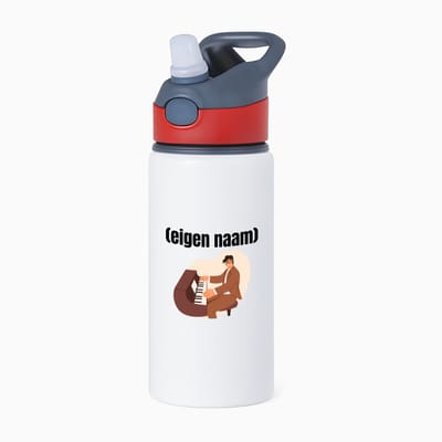 Hacebo® - piano man met eigen naam waterfles met rietje rood - Piano - muziek liefhebbers - iemand die houdt van piano spelen - verjaardag - cadeau - kado - water fles - 650ML