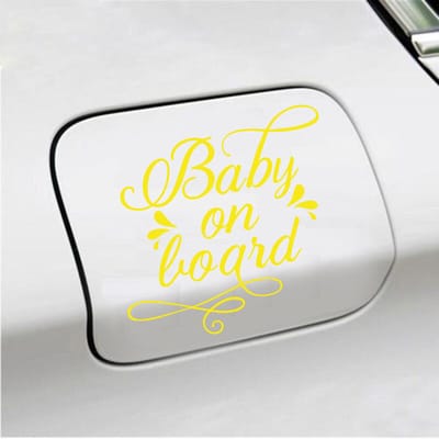 Bumpersticker - Baby On Board - 12,1 X 13,1 - Geel