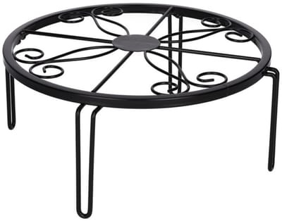 IJzeren Potsteun Rond – Zwarte Plantenstandaard – Ø 23 cm x 10 cm Hoog – Bloempot Verhoger voor Binnen, Balkon & Terras
