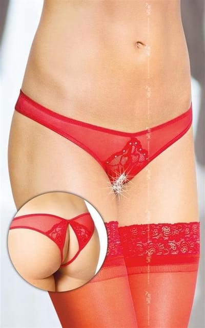 Softline - slipje met open kruis- rood S/M