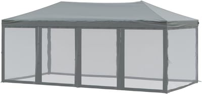 Opvouwbare Partytent - Tuinpaviljoen Feesttent - Buitenfeest Organiseren - Stalen Frame Zijwanden - 3 x 6 Meter - Antraciet