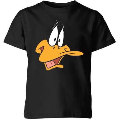 Looney Tunes Daffy Duck Face Kinder T-shirt - Zwart - 98/104 (3-4 jaar)