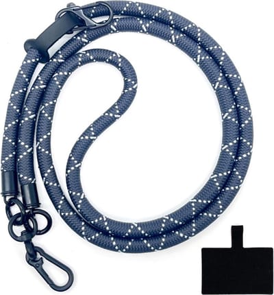 Coverup Crossbody Telefoonkoord 120cm met Sleutelhanger - 10mm Polyester Koord - Grijsblauw