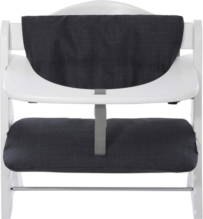 Highchair Pad Deluxe stoelverkleiner - gemakkelijk te bevestigen & schoon te maken - zwart grijs - 2 x 45 x 24 cm