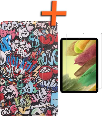 Hoesje - Geschikt voor Samsung Galaxy Tab S6 Lite - Met Screenprotector - Trifold Bookcase - Hard Cover - Hardcover Book Case - Tablet Hoes - Graffity