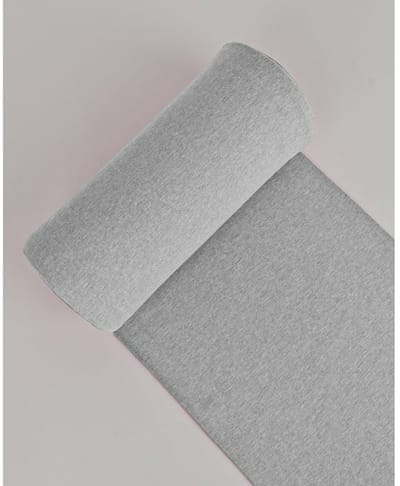 Boordstof Grijs Melange – 95% Katoen & 5% Elasthaan – 70 cm Rondgebreid – Stretch Ribstof voor Afwerking