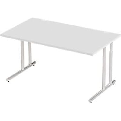 Schäfer Shop Select Desk COMBITEC, rechthoekig, C-poot, B 1600 x D 800 x H 677-817 mm, aluminium lichtgrijs/wit