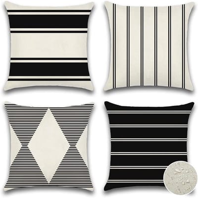 OTOSTAR Decoratieve sierkussenslopen voor buiten, 40 x 40 cm, waterdichte geometrische kussensloop, tuinkussensloop, patio buitenkussens, schelp voor bank, binnen, tent, parkmeubilair, balkon, set van