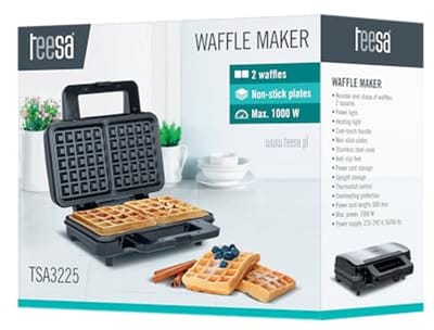 Wafelijzer voor Belgische Wafels met Antiaanbaklaag - 1100W