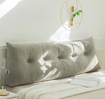 Bankkussen - Leeskussen Rugkussen - Comfortabel Lezen - Afneembare Hoes - 180x40x12cm - Beige