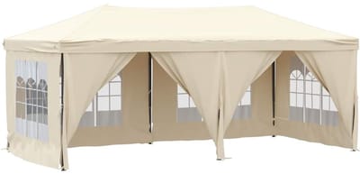 Partytent opvouwbaar - Paviljoen - 3x6 - Easy up - Waterdicht - met Zijwanden - Weerbestendig - Crème