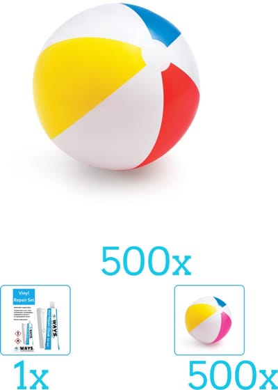 Intex Opblaasbare Strandbal Glossy - Medium - 51 cm - 59020NP - Diameter 51 cm inclusief Strandbal (500 stuks) en Reparatiesetje