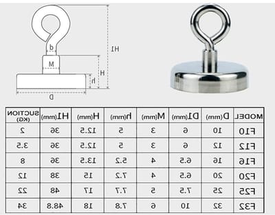 Krachtige Neodymium Vis Magneten voor Herstel en Salvage, Geschikt voor Zware Taken, D-10mm
