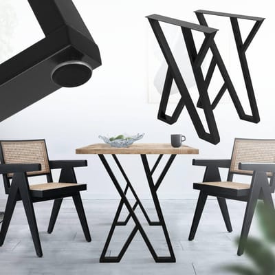 2 tafelpoten B50xH71 cm tafellopers X-vormig staal met poedercoating zwart ML-Design
