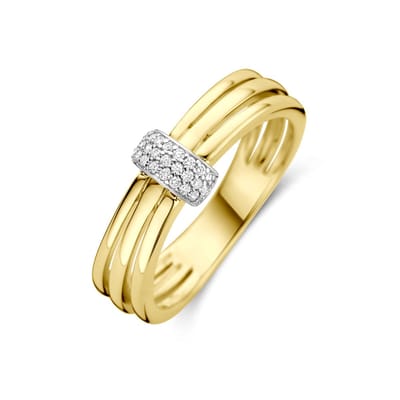 14K bicolor gouden ring diamant 0.08ct h si - 4209106