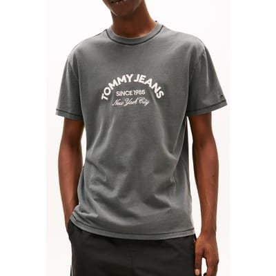 Tommy Hilfiger Arch Logo Textured T-shirt Black Taglia: S | T-shirt stampate Outlet | Uomo | Nero