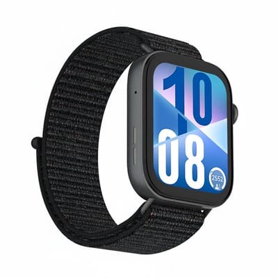 Nylon bandje - geschikt voor Huawei Watch Fit 5 (PRO), Watch Fit 4 (Pro), Watch Fit 3 - klittenband - zwart