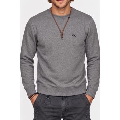 Calvin Klein Long Sleeve Classic 350gsm Terry Monogram Grey Heather Taglia: M | Maglioni a maglia Outlet | Uomo | Grigio