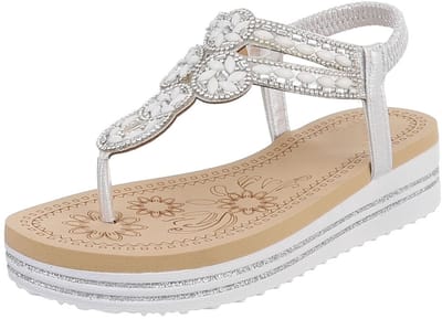 Damessandaal sleehak met strass en elastische hielband Mt:36
