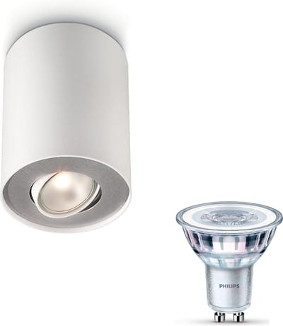 Philips Pillar Opbouwspot (Wit) - Warmwit Licht - Plafondspot met 1 Lichtpunt - GU10 - SceneSwitch - Eenvoudig Dimbaar met Je Klassieke Schakelaar