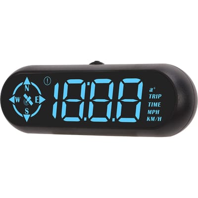 Auto HUD Digitale Display Snelheidsmeter Kilometerteller Kompas GPS 7 Kleuren Lettertype Universeel voor Voertuigen black
