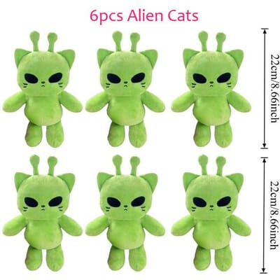Mignon Chat Alien Peluche Jouet Chaton Vert Peluche Douce Poupées Kawaii Anime Animal en Peluche Oreiller Décoration Maison Cadeaux Couple pour Amis