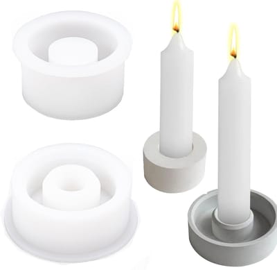 Silicone mal kaarsenhouder 2 stuks - ronde silicone mallen - voor beton kaarsenhouders - creëer een warme sfeer - ShopVlot