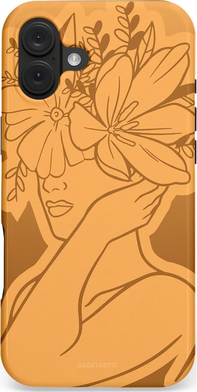 Casetastic hoesje geschikt voor Apple iPhone 16 Plus - MagSafe - Dubbellaagse bescherming - Botanische Elegantie - Fashion Case - Goud Bruin Terracotta
