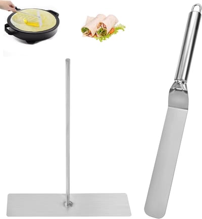 Spatel en Deegverdeler - Pannenkoek Gereedschap - Gebak Maken - Glad Oppervlak - 31 cm Lengte - Zilverkleurig