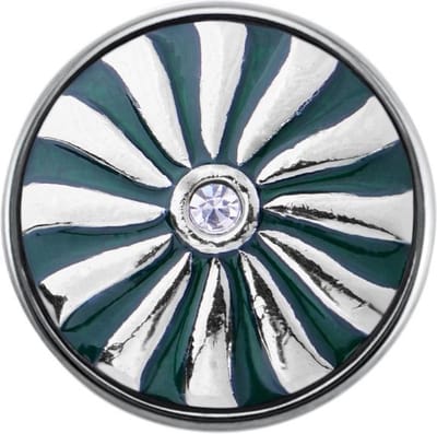 Quiges - Dames Click Button Drukknoop 18mm Bloem Groen - EBCM289