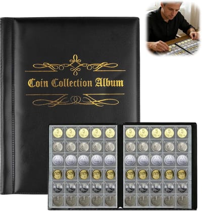 SnelShoppen - Coin Collector Album 480 Compartimenten voor 2 Euro Munten, Zwart, Met Valbescherming, Ideaal voor Muntenverzameling, Coin Storage voor